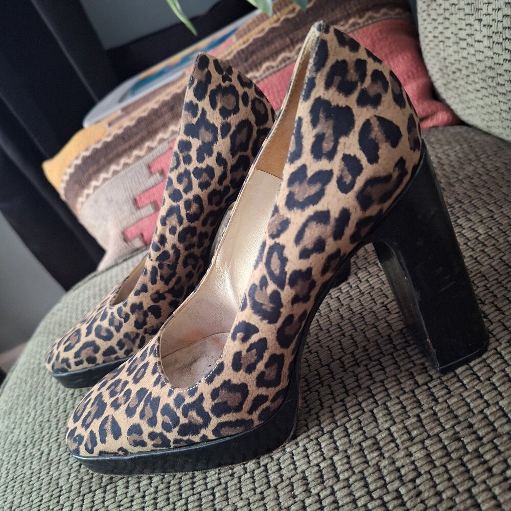 90s Leopard Platform Heel W8.5